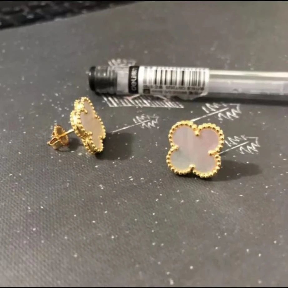 Van Cleef & Arpels Alhambra Pink Mother-of-Pearl Gold Earrings Jewelry - 12