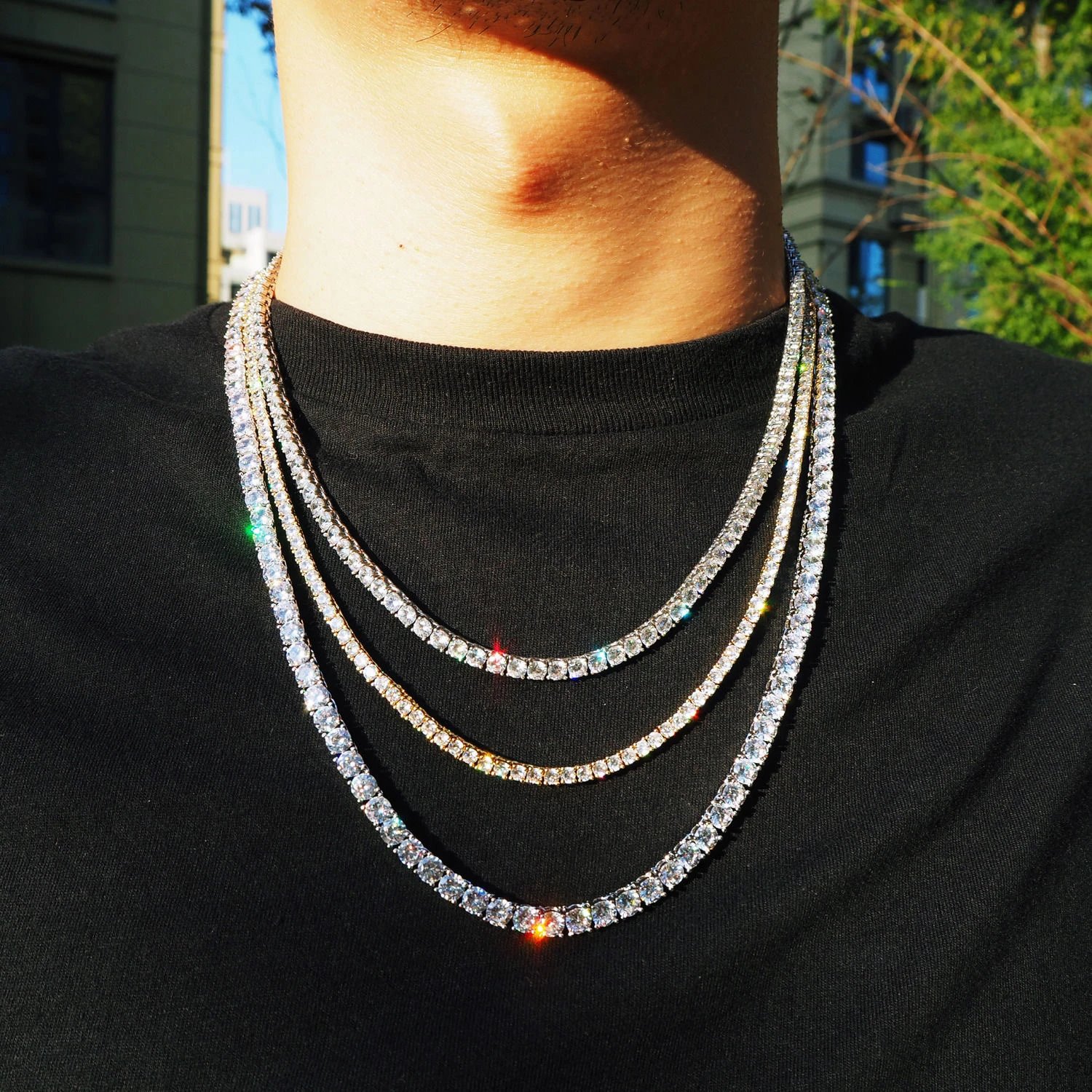Triple Layer Iced Out Necklace