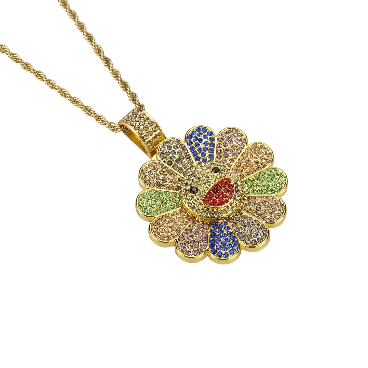 Flower Face Pendant Necklace [