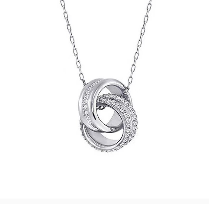 24 # Platinum Small Double Ring Necklace