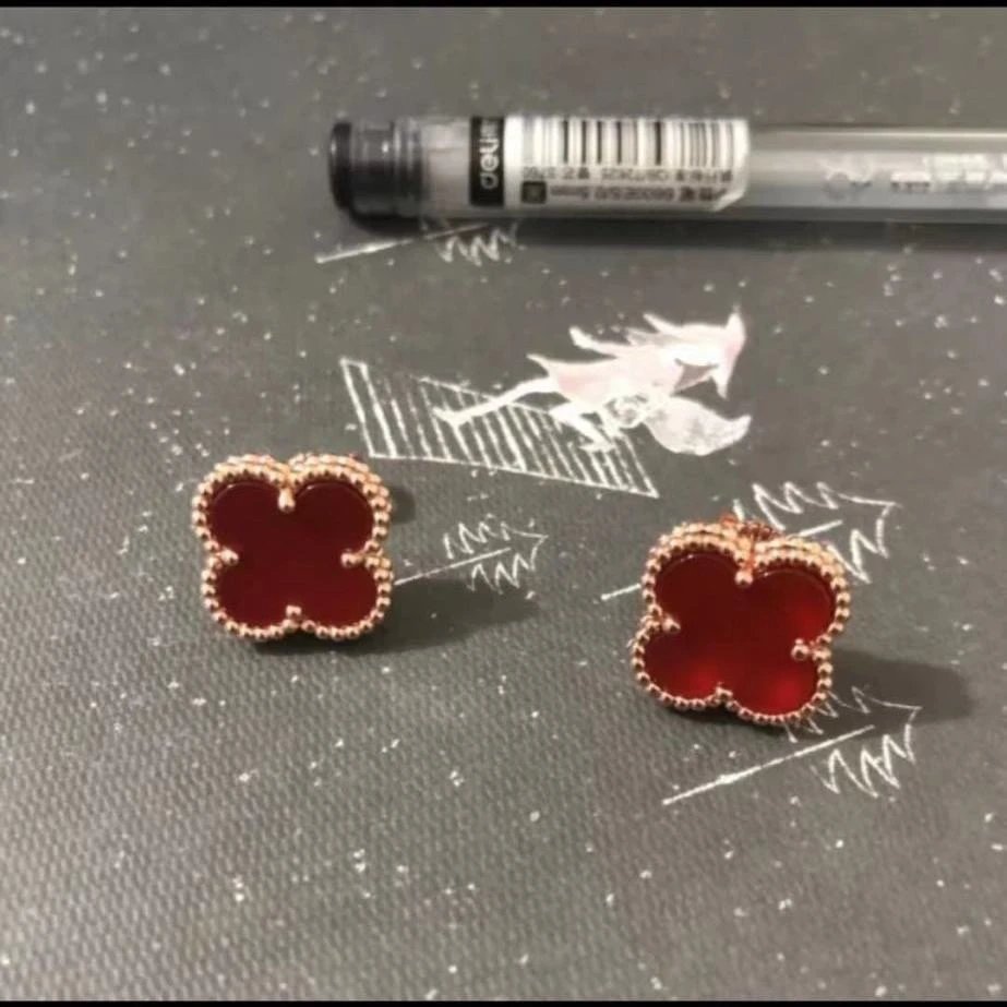 Van Cleef & Arpels Alhambra Pink Mother-of-Pearl Gold Earrings Jewelry - 11