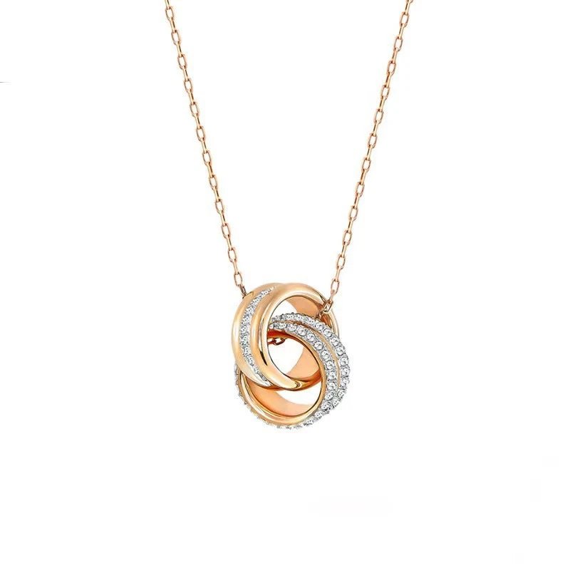 25 # Rose Gold Small Double Ring Necklace