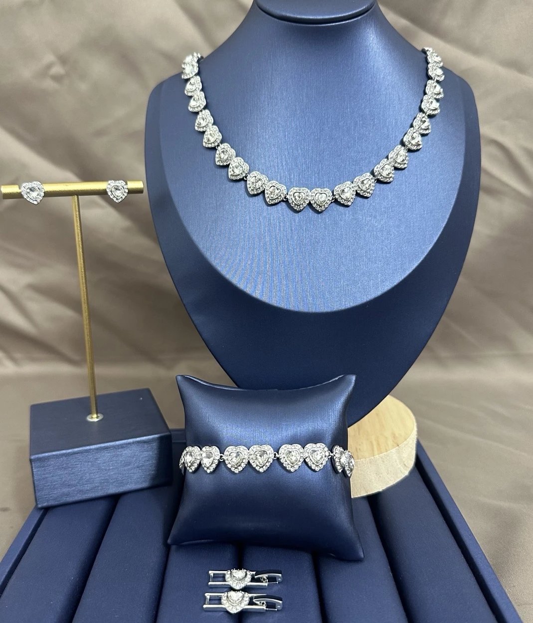 Heart Halo Crystal Jewelry Set