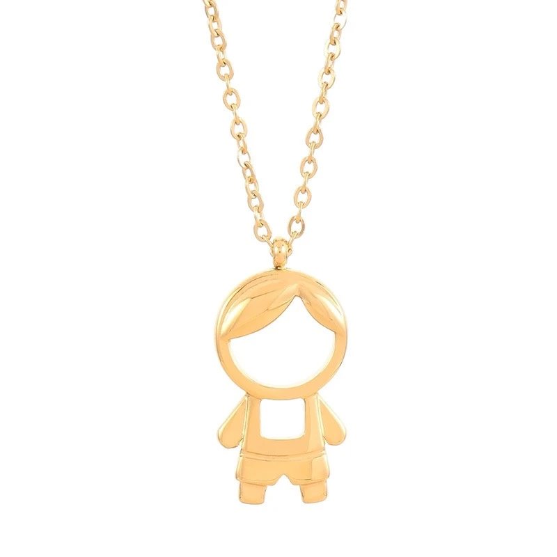 Gold Boy Figure Pendant Neckla