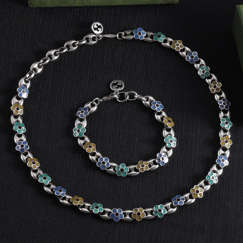 Gucci Floral Enamel Necklace &