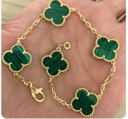 Malachite Clover Charm Bracele