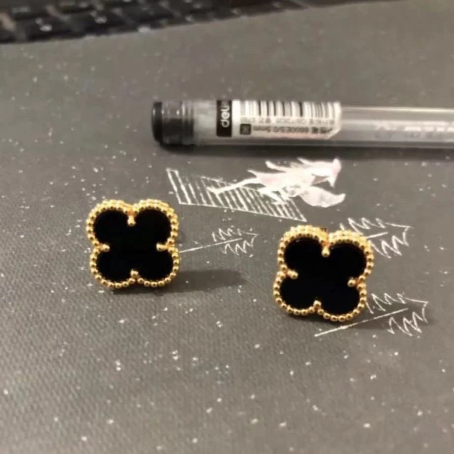 Van Cleef & Arpels Alhambra Pink Mother-of-Pearl Gold Earrings Jewelry - 6