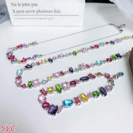 Top version】(SWAROVSKI) GEMA Necklace Bracelet Women Dopamine Candy Color Pendant Multi-Diamonds