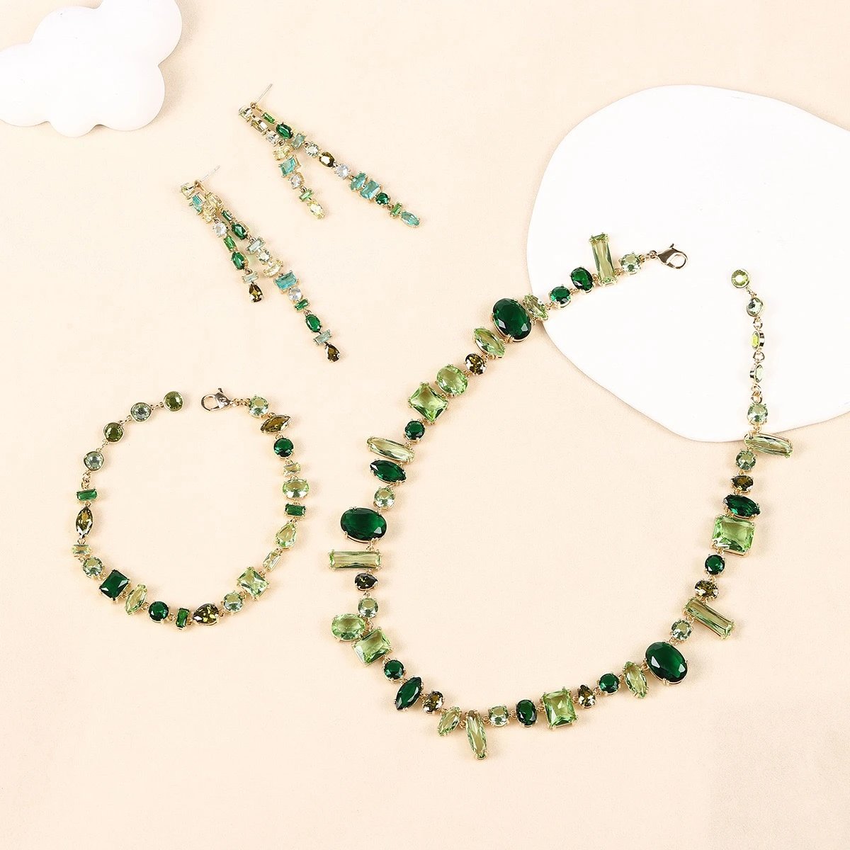 Emerald Gemstone Jewelry Set [