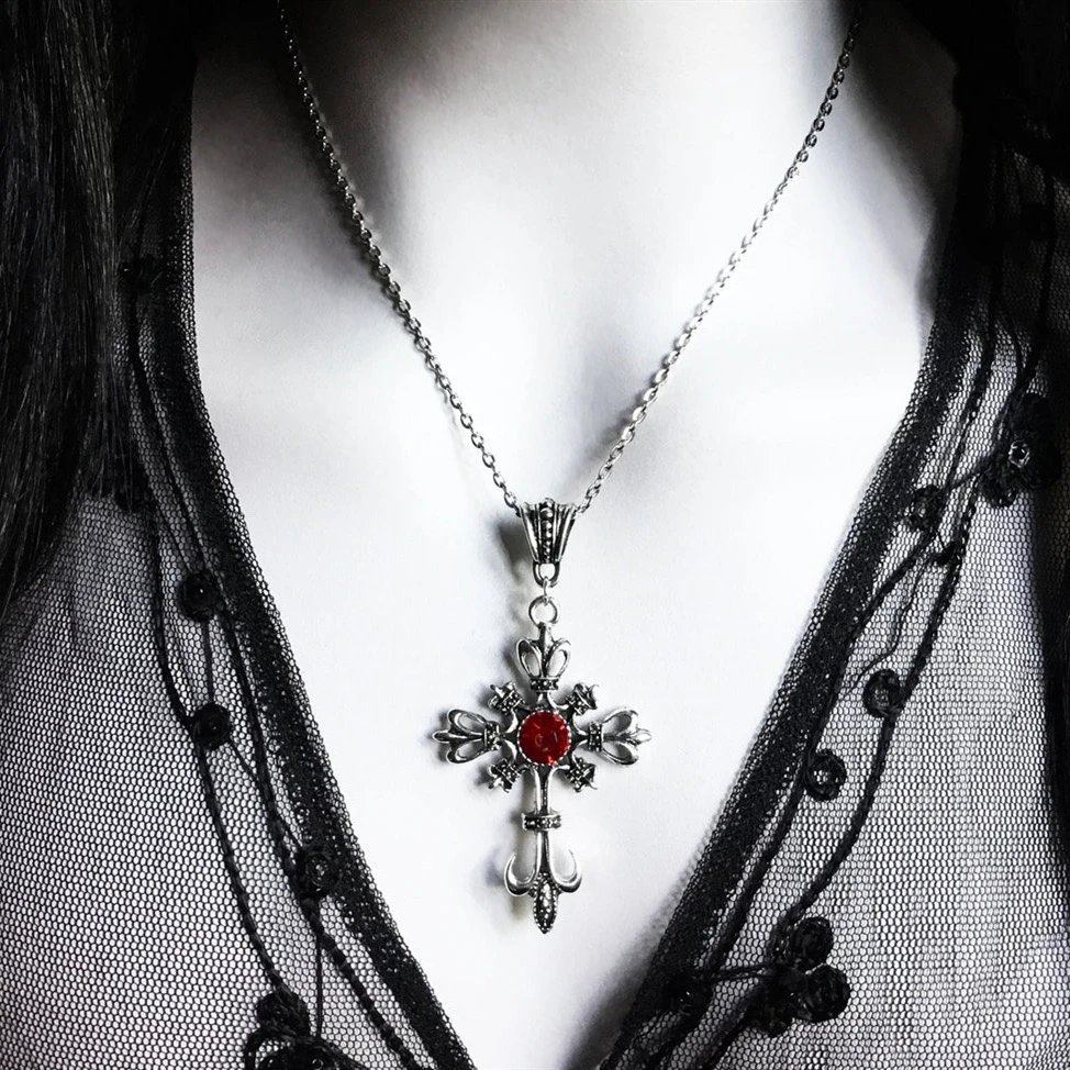 Gothic Fleur-de-Lis Cross Neck
