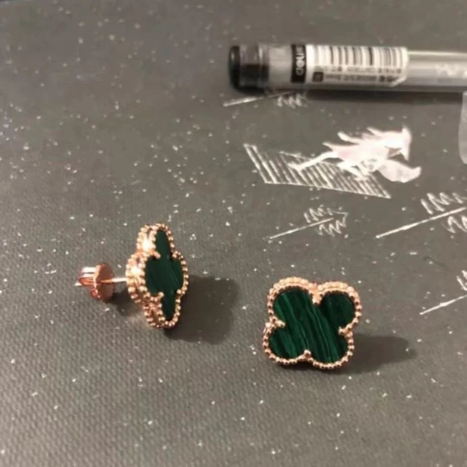 Van Cleef & Arpels Alhambra Pink Mother-of-Pearl Gold Earrings Jewelry - 8