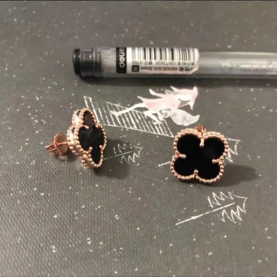 Van Cleef & Arpels Alhambra Pink Mother-of-Pearl Gold Earrings Jewelry - 10