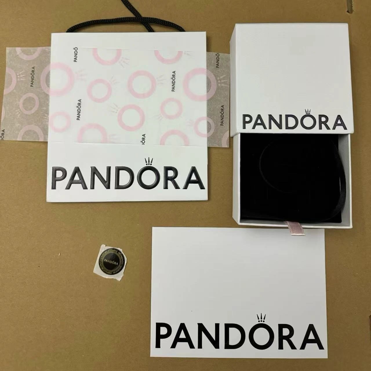 Pandora Black Leather Bracelet Box Set