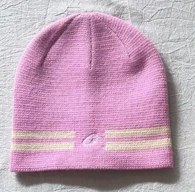 Design Knit Beanie with Dual Stripes Pink - 1