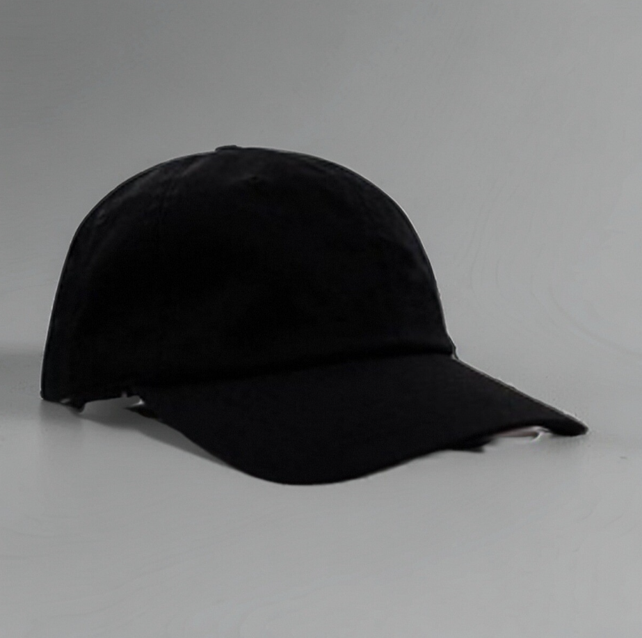 Black Baseball Cap with Pre-Curved Brim 215142743