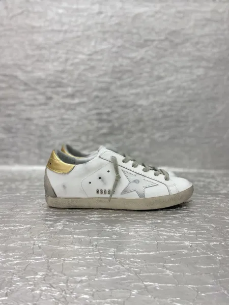 Golden Goose Superstar White and Gold Leather Sneakers - 1