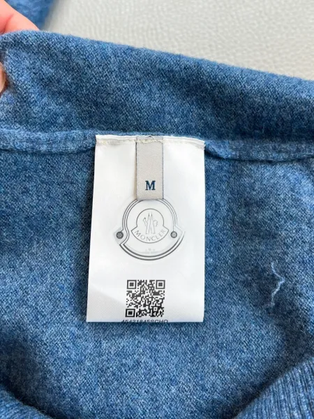 Moncler Logo Embroidered Blue Crewneck Sweater - 11