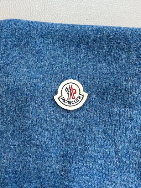 Moncler Logo Embroidered Blue Crewneck Sweater - 10