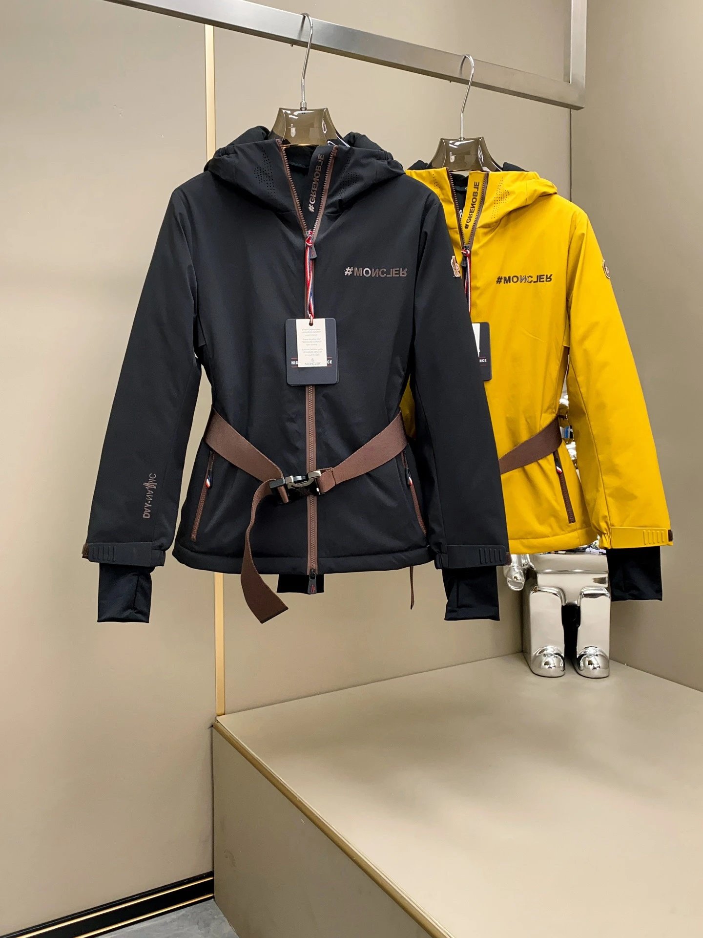 Moncler Black Hooded Jacket with Belt