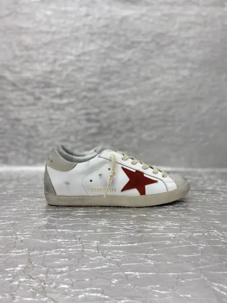 Golden Goose Superstar White and Red Leather Sneakers - 1