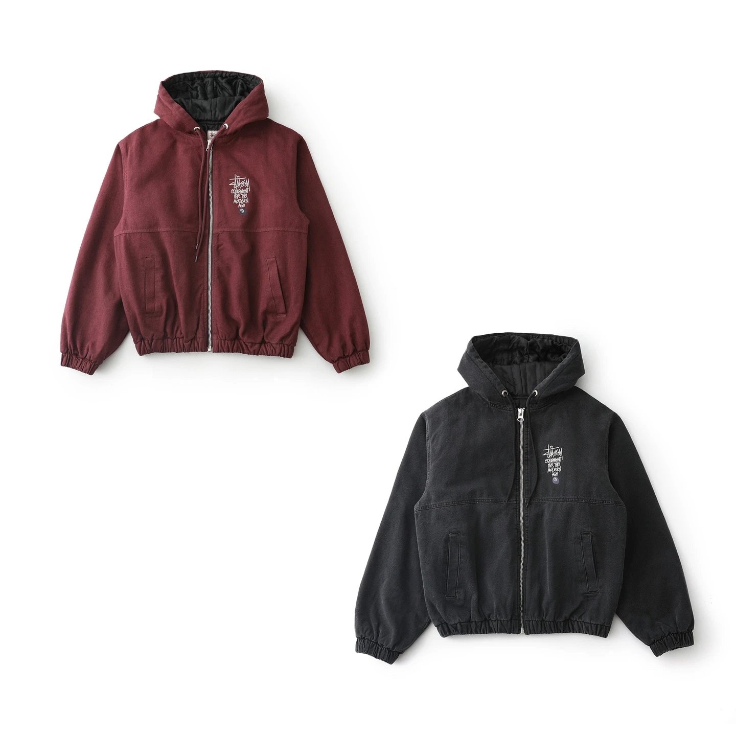 Stussy Water-Wash Distressed Black 8 Embroidered Hoodie