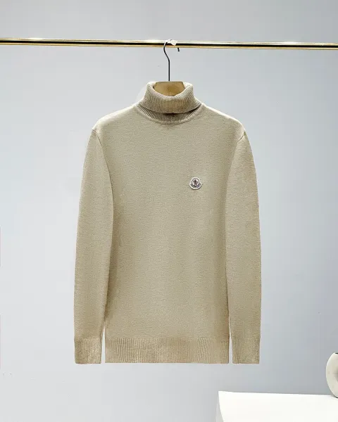Moncler Logo Patch Turtleneck Sweater Beige - 1