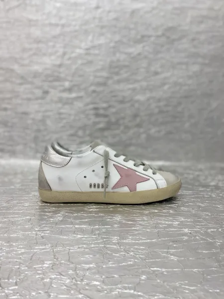 Golden Goose Superstar Pink Star White Leather Sneakers - 1