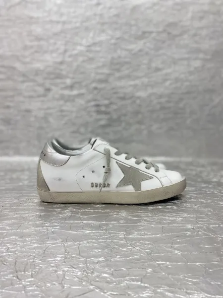 Golden Goose Superstar White and Silver Leather Sneakers - 1