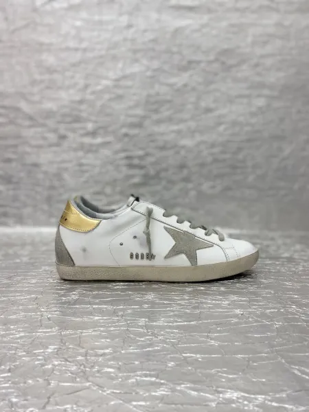 Golden Goose Superstar White and Gold Leather Sneakers - 1