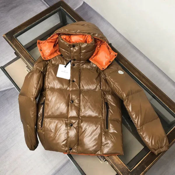 Moncler Maya Down Jacket Brown with Orange Lining - 1