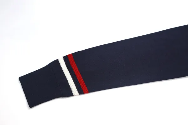 Moncler Grenoble Navy Knit Sweater with Red-White Cuff Stripes - 6