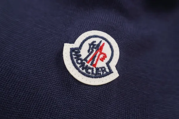 Moncler Grenoble Navy Knit Sweater with Red-White Cuff Stripes - 7