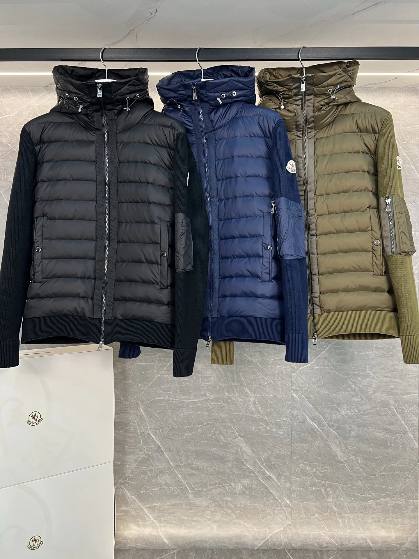 Moncler Wool Splice Hoodie Down Jacket