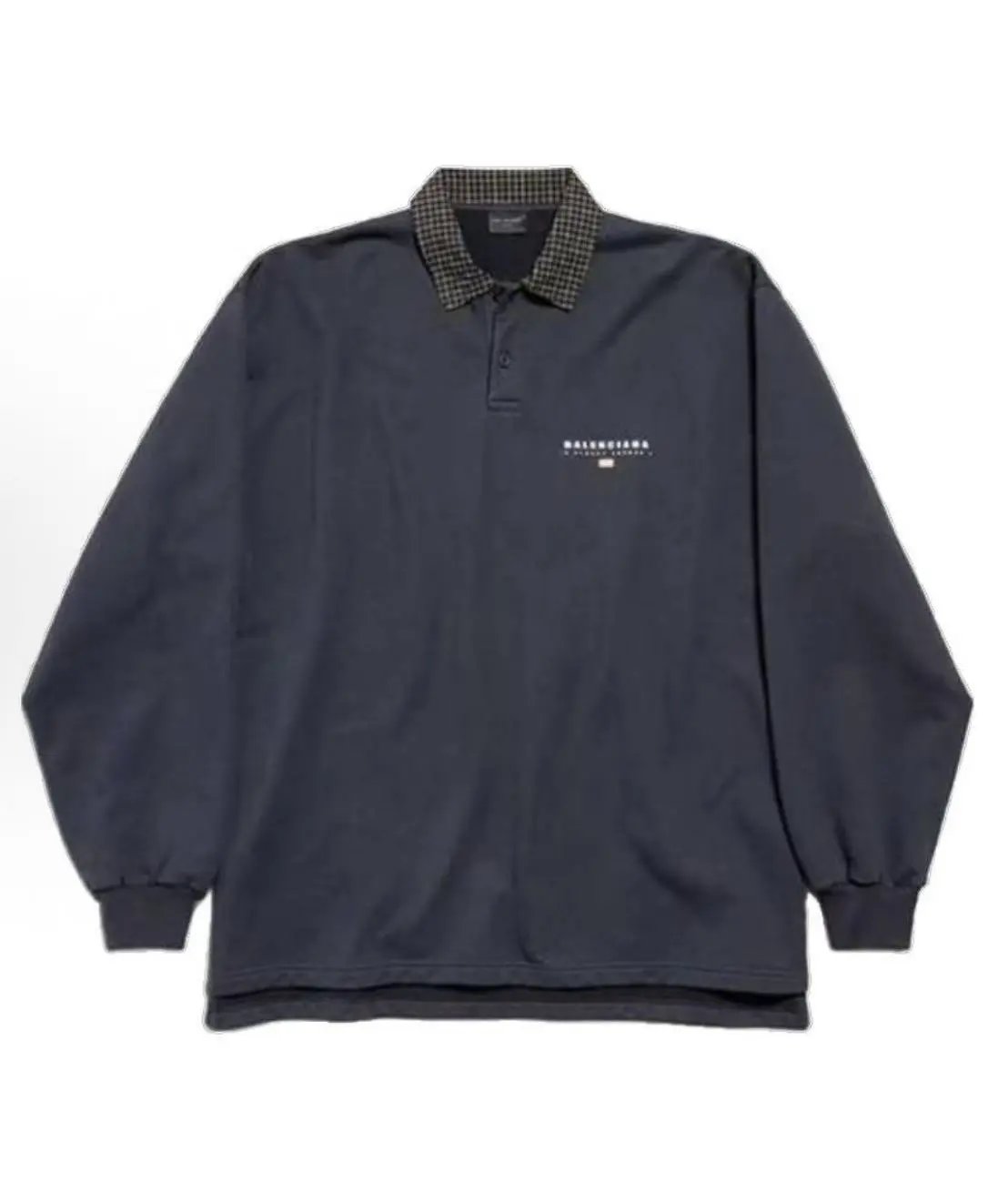 (In Stock, Ships in 3 Days) Bal25ss Checkered Polo Collar Long Sleeve Top - Custom Woven & Dyed - Berlinger Embroidery