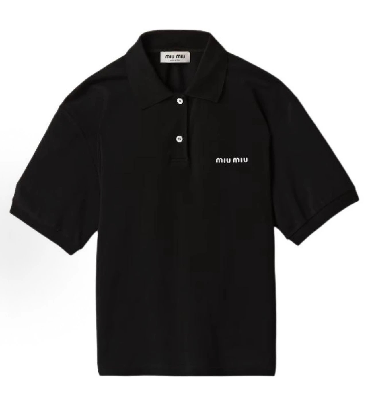 【 In stock 】 Independent MIU Miu SS24 Embroidered LOGO Black Short Sleeve POLO