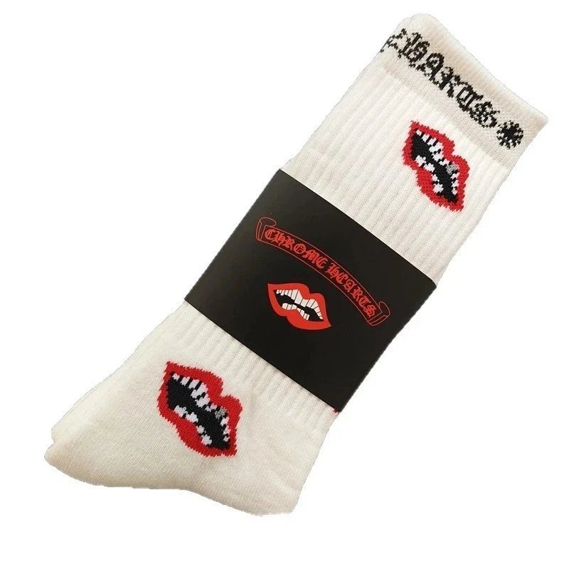 Caro Love Heart Socks Stripe Letter Red Lips Doodle Embroidered Logo Terry Sole Sports Socks