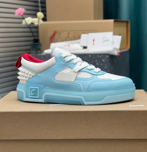 Christian Louboutin Louis Junior Spiky Blue White Red Sneakers - 1