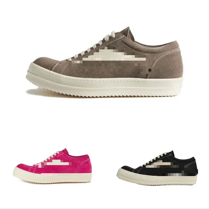 Guangdong high-end full head soft leather cowhide suede/round toe lace up flat bottom low top board shoes, black gray pink retro suede cowhide retro low top fashionable board shoes