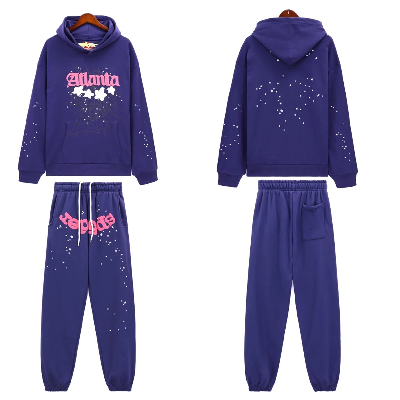 SP5DER Spider Graphic Hoodie and Sweatpants Set Charcoal Gray - 19