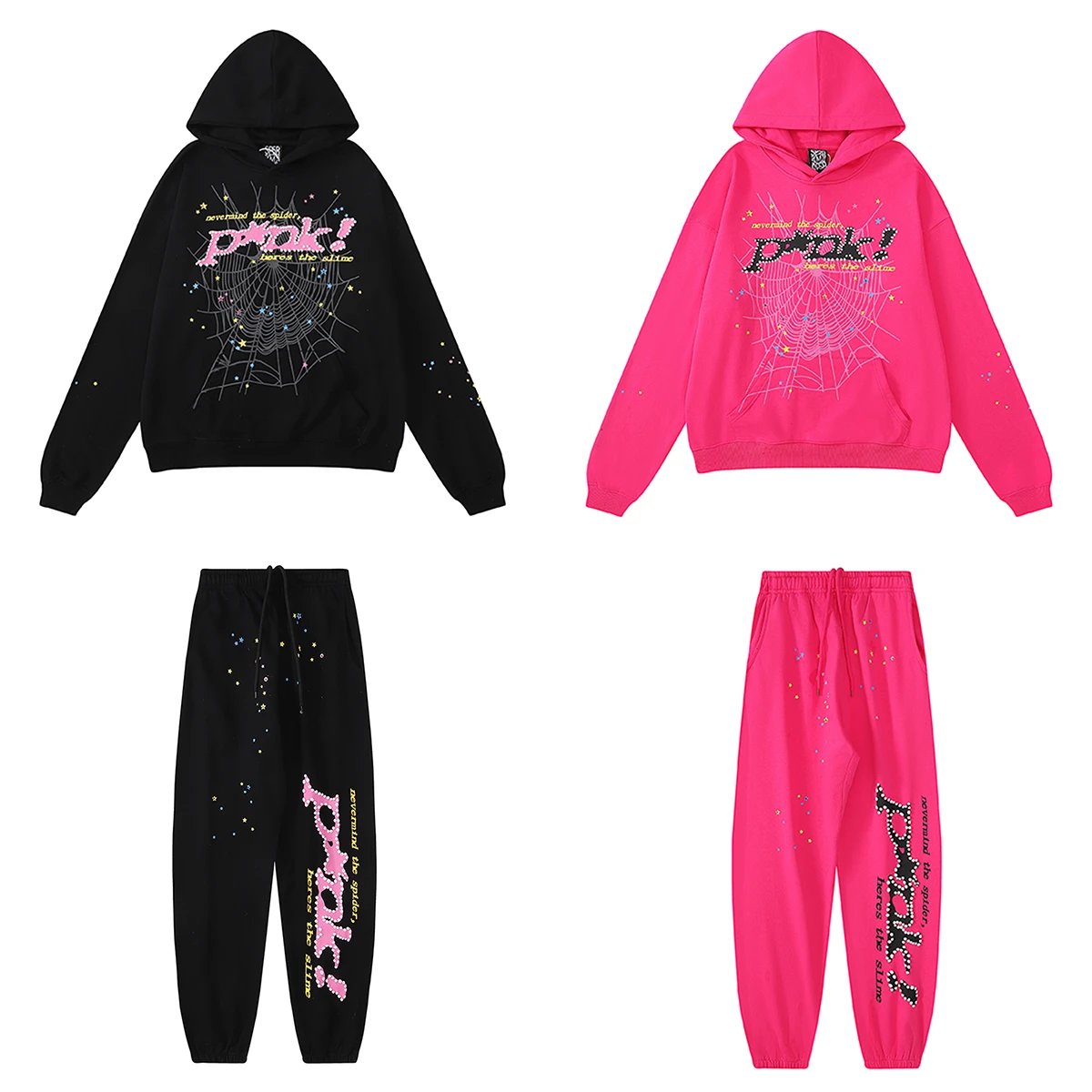 SP5DER Spider Graphic Hoodie and Sweatpants Set Charcoal Gray - 20