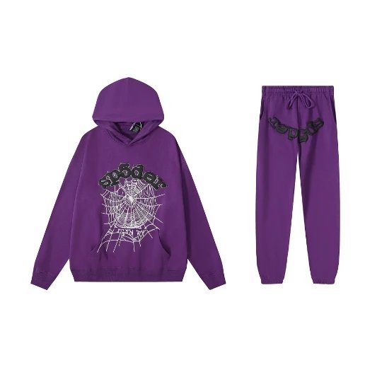 SP5DER Spider Graphic Hoodie and Sweatpants Set Charcoal Gray - 16