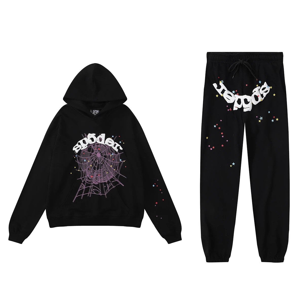 SP5DER Spider Graphic Hoodie and Sweatpants Set Charcoal Gray - 3