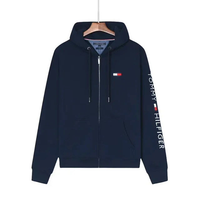 Lacoste Hoodies & Sweatshirts Zip-up hooded sweatshirt with crocodile chest logo and kangaroo pockets product detail image 31