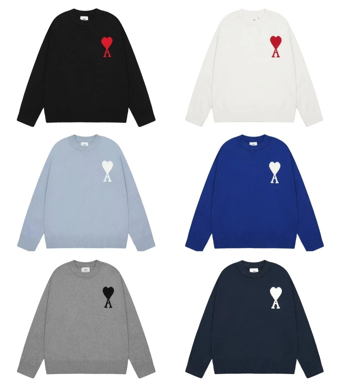 A Love 2024 SS Classic Jacquard Big Love Round Neck Sweater with 15 colors