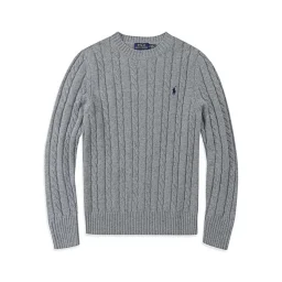 thumbnail for 24 new pull RL round neck solid color embroidery logo twist knit sweater