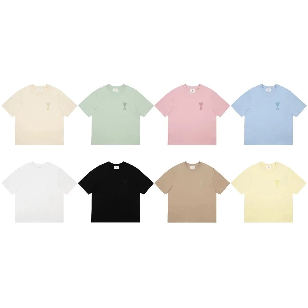 Amy 2024SS Autumn Classic Embroidered Macaron Love Short Sleeve
