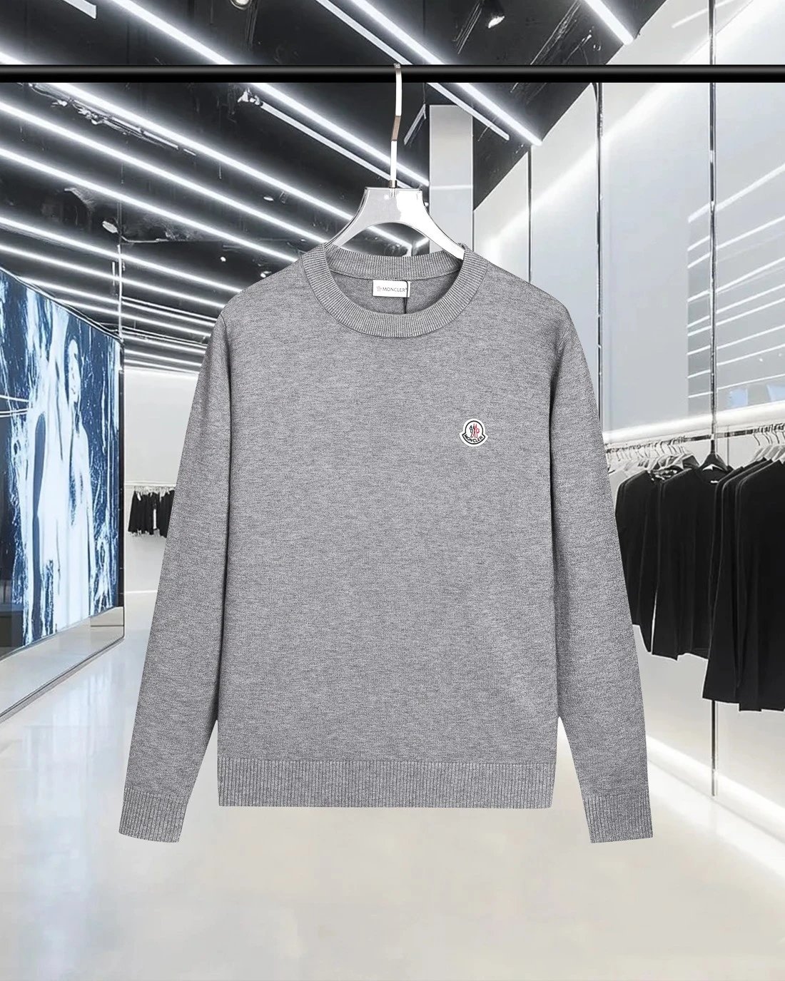 Moncler Knitwear Crewneck knit sweater with logo patch image 3