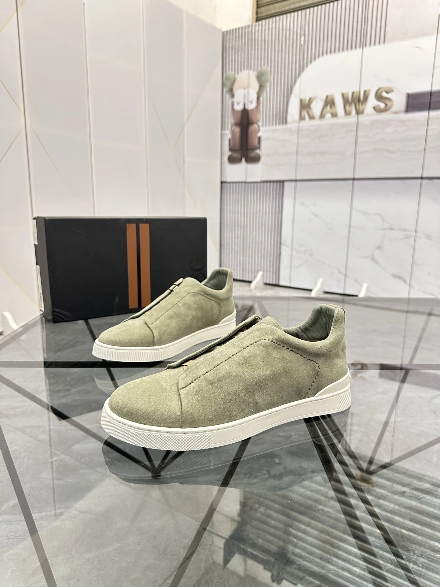 ZEGNA Sneakers Triple Stitch suede slip-on — 19