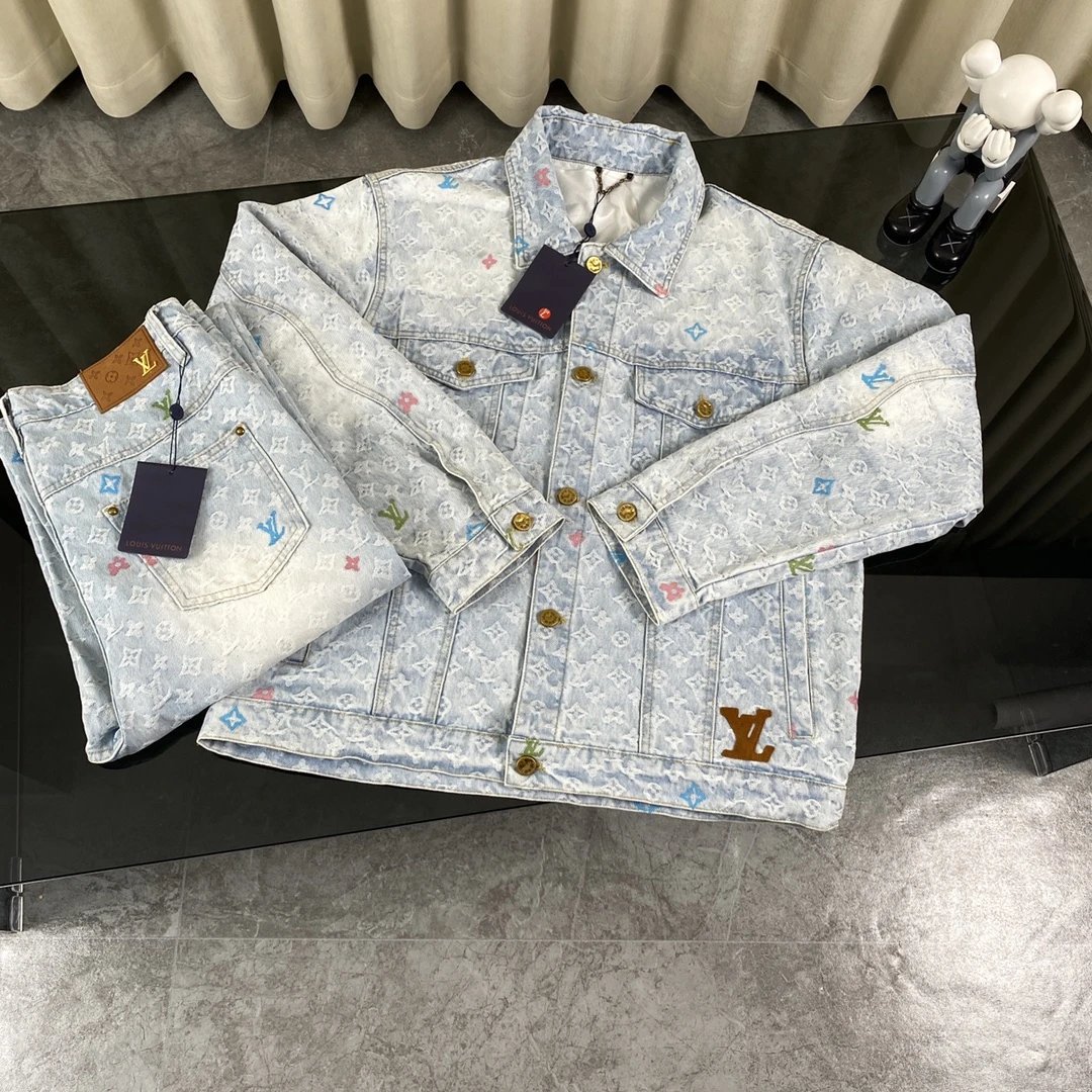 Louis Vuitton Matching Sets Checkerboard Denim Jacket and Jeans Set image 8