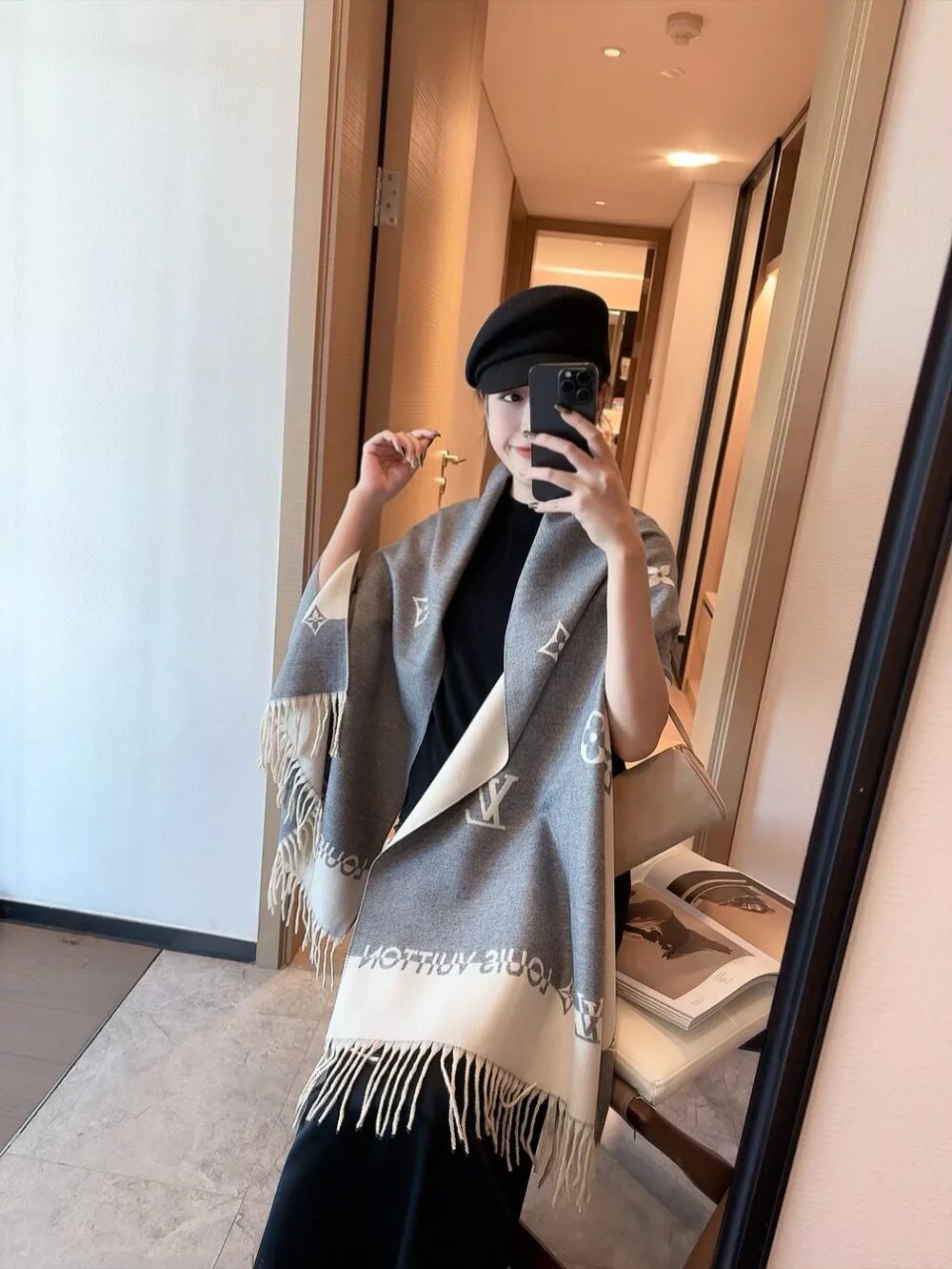 Louis Vuitton Scarves Monogram fringe scarf — 07